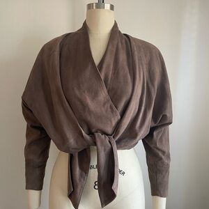 GUCCI  

Vintage GUCCI Mocha Mousse Brown Suede Wrap Jacket in perfect condition
